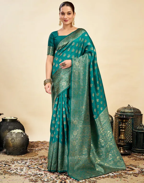 Banarasi_Soft_Silk_Rama_Premium-Fancy_Saree_With_Blouse_For_Women