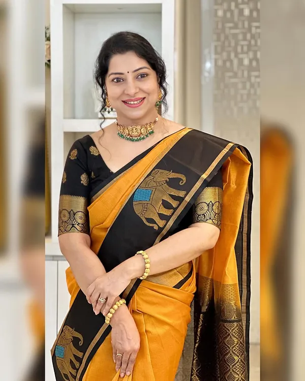 Banarasi_Soft_Silk_ORANGE-BLACK_Premium-Fancy_Saree_With_Blouse_For_Women