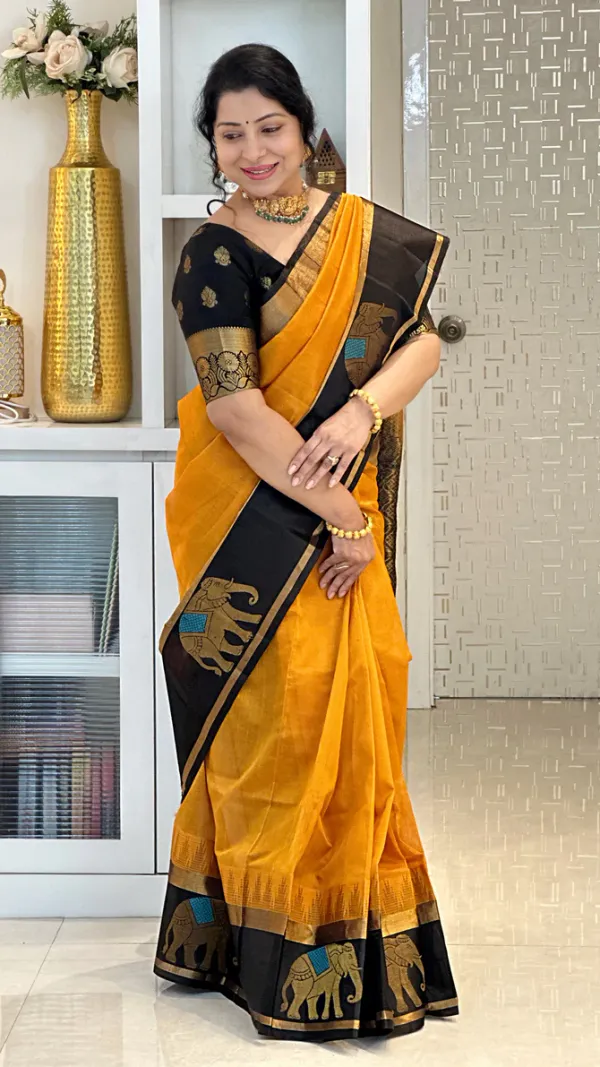 Banarasi_Soft_Silk_ORANGE-BLACK_Premium-Fancy_Saree_With_Blouse_For_Women