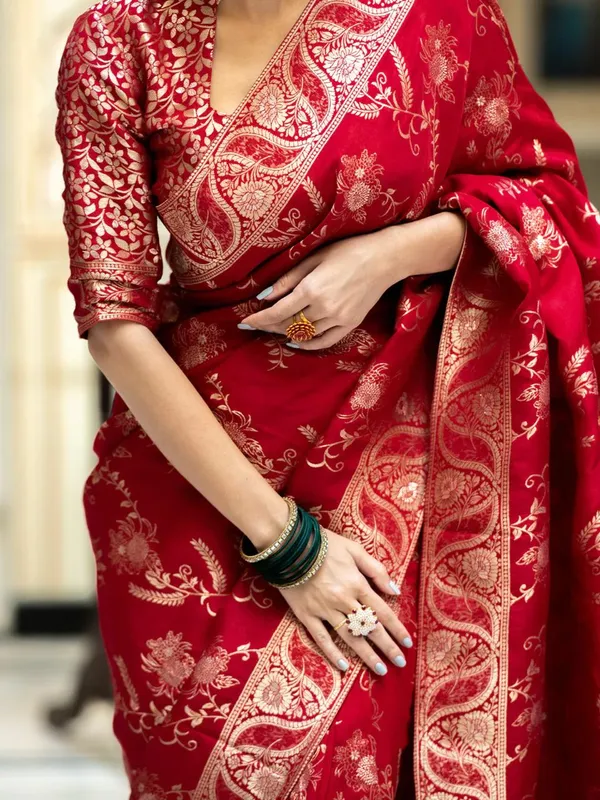 Banarasi_Soft_Silk_RED_Premium-Fancy_Saree_With_Blouse_For_Women