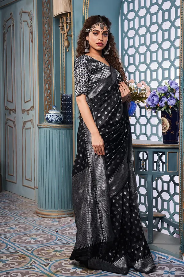 Banarasi_Soft_Silk_BLACK_Premium-Fancy_Saree_With_Blouse_For_Women