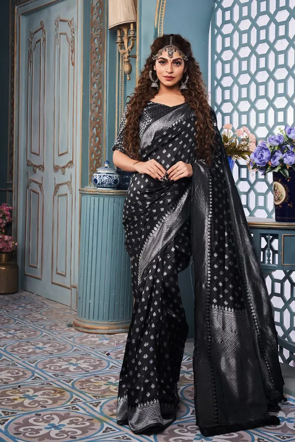 Banarasi_Soft_Silk_BLACK_Premium-Fancy_Saree_With_Blouse_For_Women