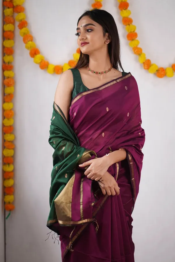 Banarasi_Soft_Silk_WINE-GREEN_Premium-Fancy_Saree_With_Blouse_For_Women