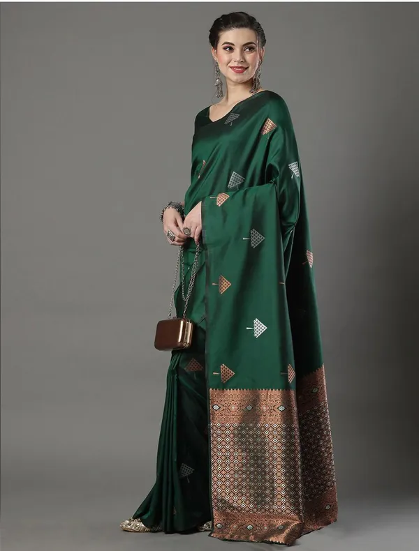 Banarasi_Soft_Silk_GREEN_Premium-Fancy_Saree_With_Blouse_For_Women
