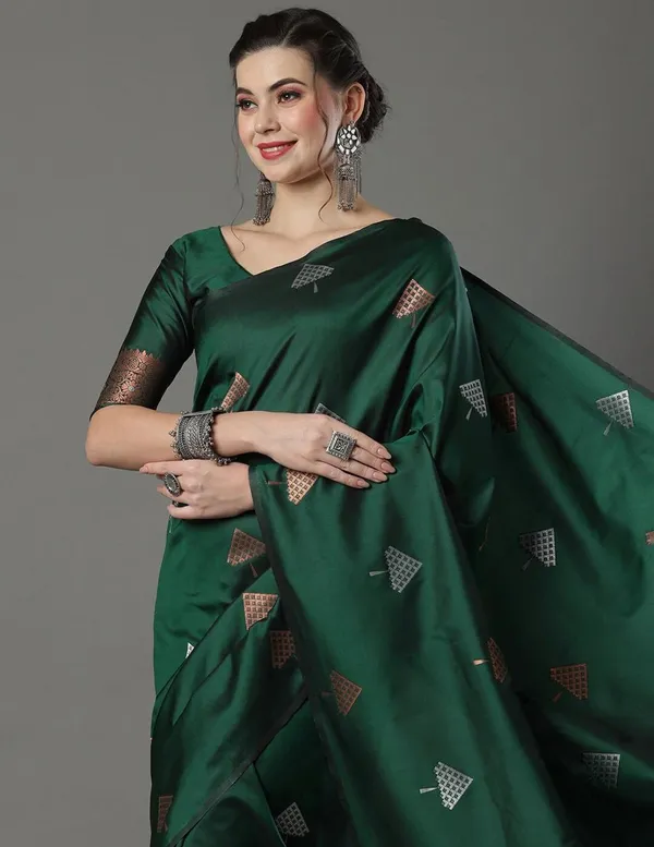 Banarasi_Soft_Silk_GREEN_Premium-Fancy_Saree_With_Blouse_For_Women