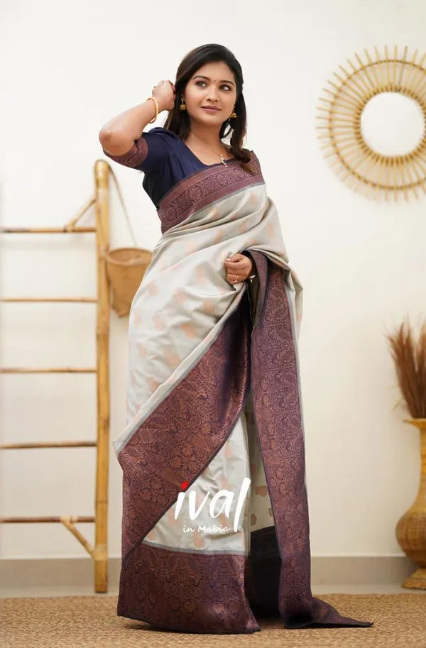 Banarasi_Soft_Silk_CREAM-NAVY-BLUE_Premium-Fancy_Saree_With_Blouse_For_Women