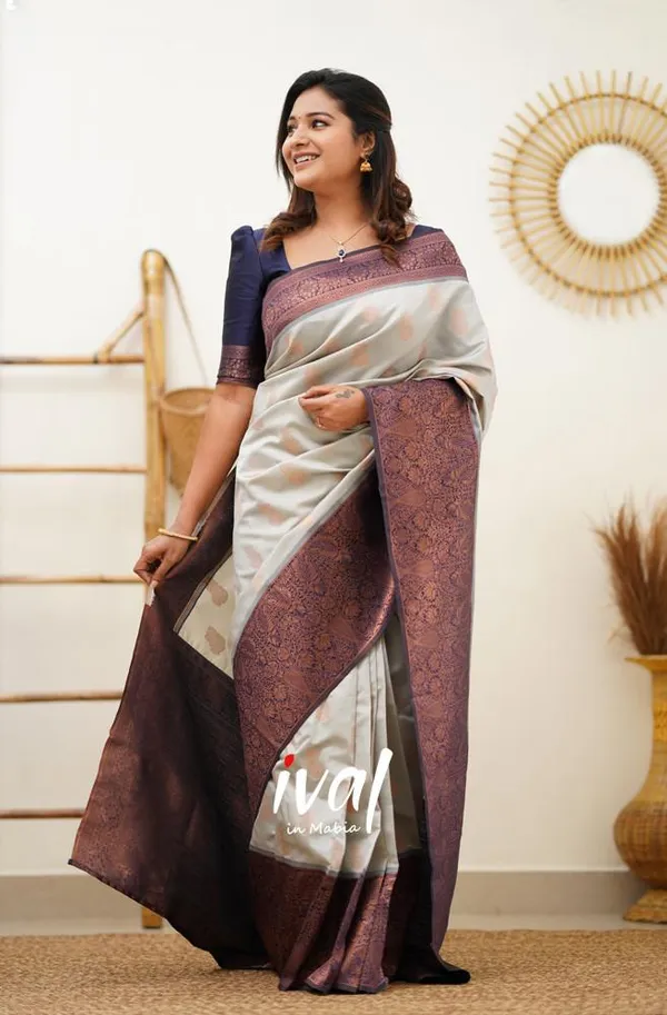 Banarasi_Soft_Silk_CREAM-NAVY-BLUE_Premium-Fancy_Saree_With_Blouse_For_Women