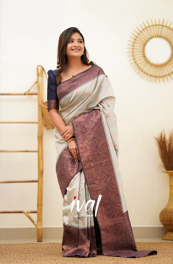 Banarasi_Soft_Silk_CREAM-NAVY-BLUE_Premium-Fancy_Saree_With_Blouse_For_Women