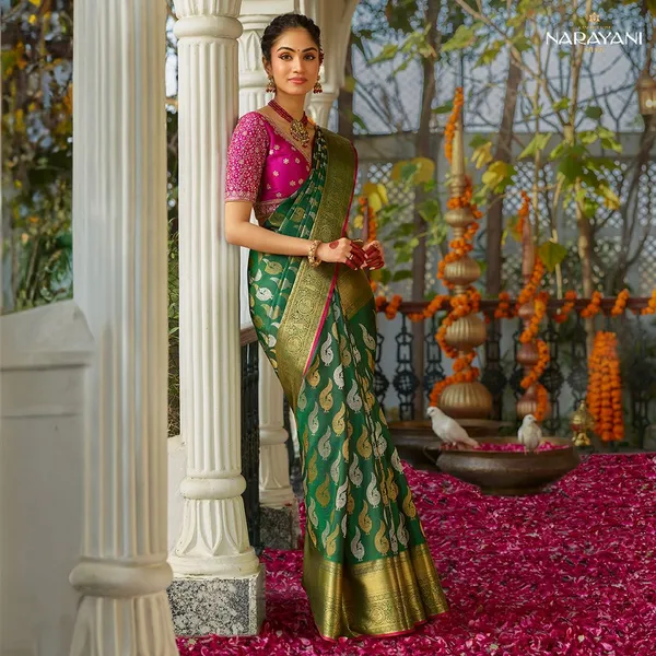 Banarasi_Soft_Silk_GREEN_Premium-Fancy_Saree_With_Blouse_For_Women