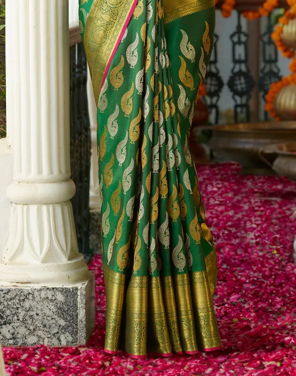 Banarasi_Soft_Silk_GREEN_Premium-Fancy_Saree_With_Blouse_For_Women