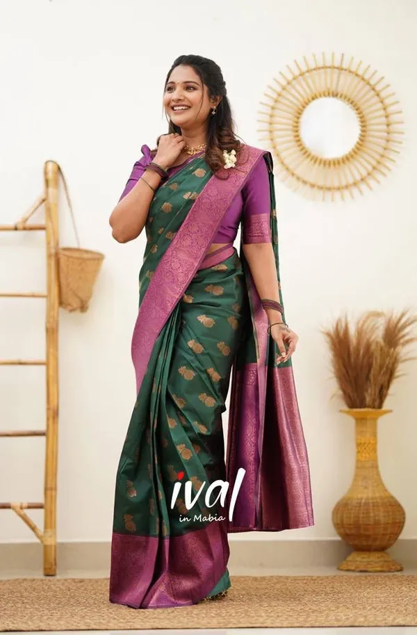 Banarasi_Soft_Silk_GREEN-PYAJI_Premium-Fancy_Saree_With_Blouse_For_Women