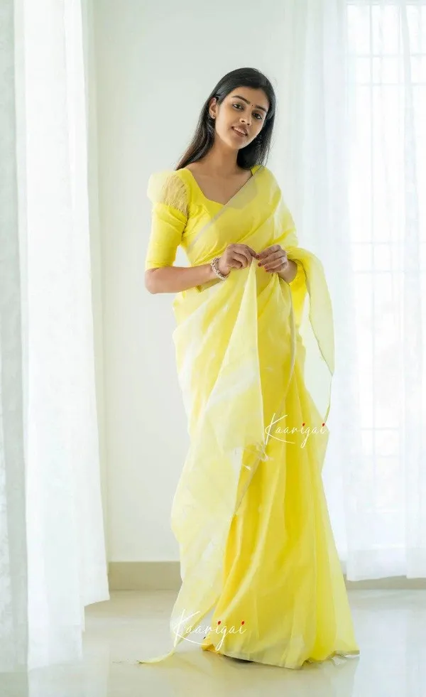 Pure_Soft_Cotton_YELLOW_Premium-Fancy_Saree_With_Blouse_For_Women