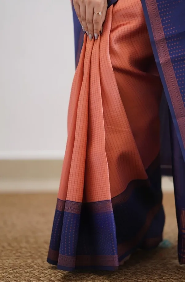 Banarasi_Soft_Silk_NAVY-BLUE-PEACH_Premium-Fancy_Saree_With_Blouse_For_Women