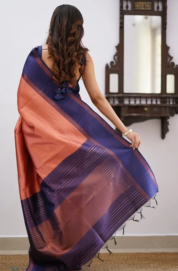 Banarasi_Soft_Silk_NAVY-BLUE-PEACH_Premium-Fancy_Saree_With_Blouse_For_Women