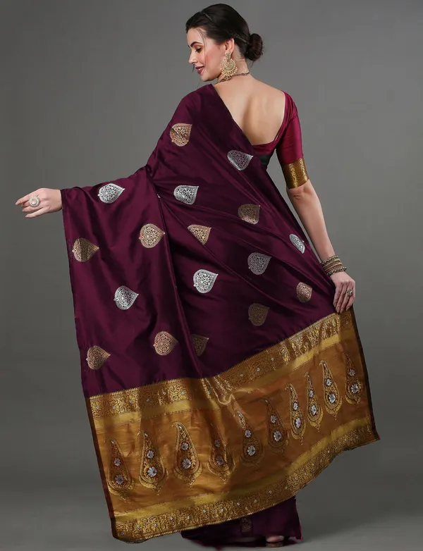 Banarasi_Soft_Silk_WINE_Premium-Fancy_Saree_With_Blouse_For_Women