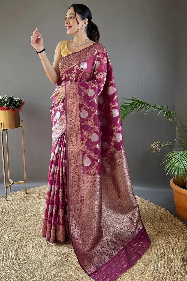 Banarasi_Soft_Silk_WINE_Premium-Fancy_Saree_With_Blouse_For_Women