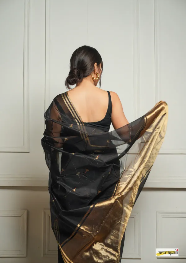 Pure_Soft_Cotton_BLACK_Premium-Fancy_Saree_With_Blouse_For_Women