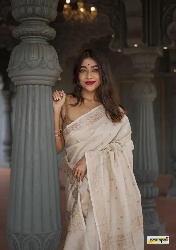 Pure_Soft_Cotton_CREAM_Premium-Fancy_Saree_With_Blouse_For_Women