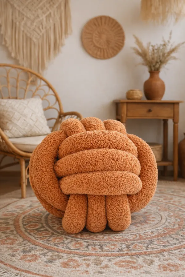 Dark_Orange_Premium_Knot_Pillow_For_Kids