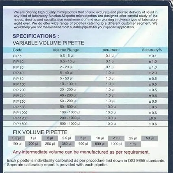 MICROFILL(100-1000ul)_Micropipette_Fine_Variable_Volume,_with_Callibration_Certificate