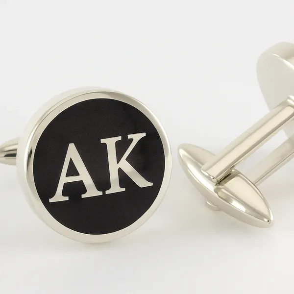 Pack_Of_2_Black_Initials_Monogram_Cufflinks_With_Enamel