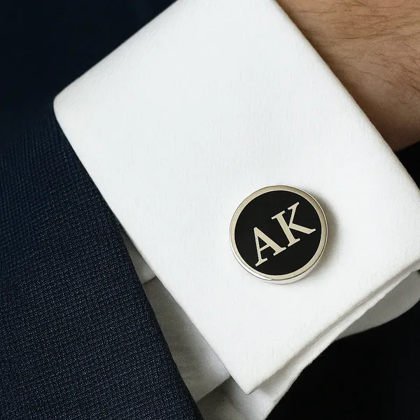 Pack_Of_2_Black_Initials_Monogram_Cufflinks_With_Enamel