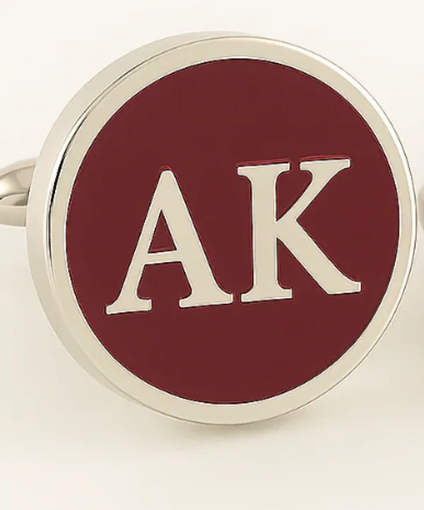 Pack_Of_2_Burgundy_Red_Initials_Monogram_Cufflinks_With_Enamel