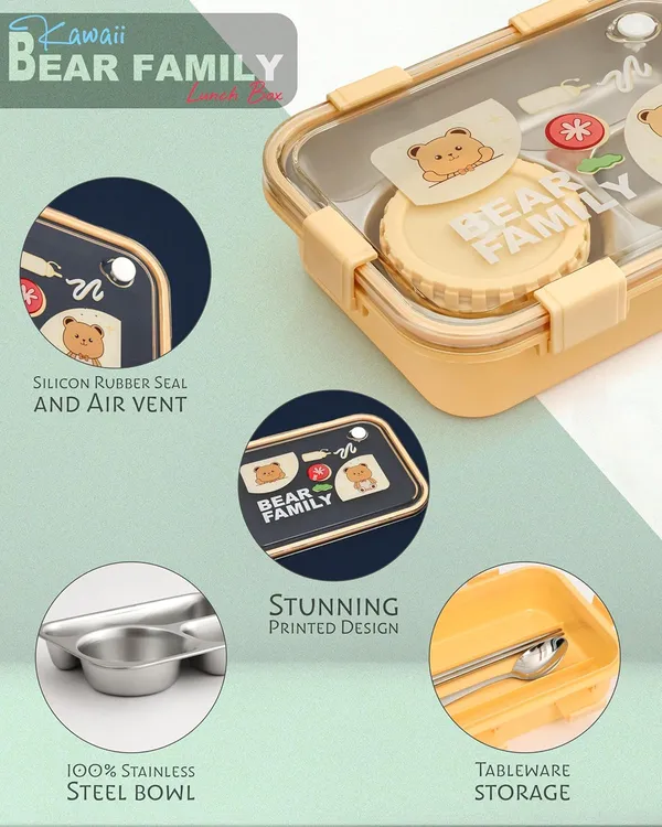 Yellow_Bear_Family_Stainless_Steel_2_Compartment_And_1_Bowl_Lunch_Box_For_School_With_Chopsticks_Pair_And_Spoon