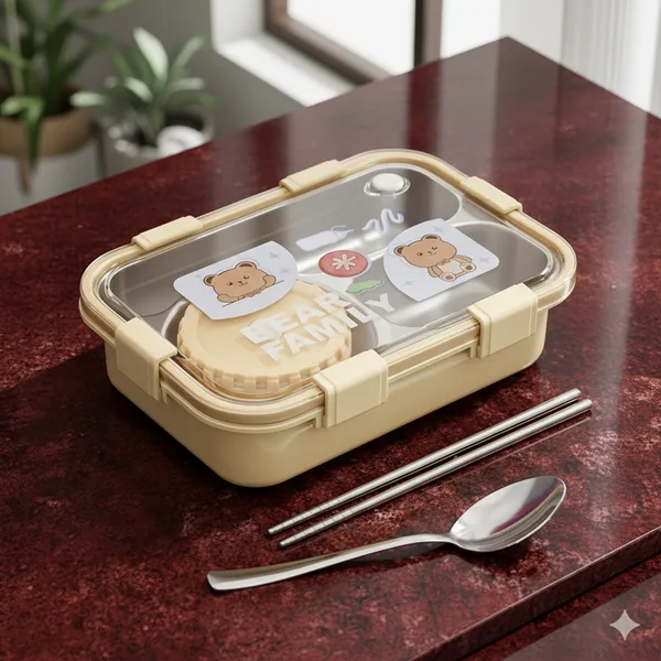 Yellow_Bear_Family_Stainless_Steel_2_Compartment_And_1_Bowl_Lunch_Box_For_School_With_Chopsticks_Pair_And_Spoon