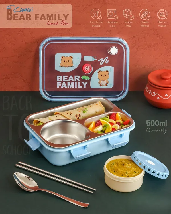 Blue_Bear_Family_Stainless_Steel_2_Compartment_And_1_Bowl_Lunch_Box_For_School_With_Chopsticks_Pair_And_Spoon