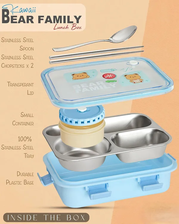 Blue_Bear_Family_Stainless_Steel_2_Compartment_And_1_Bowl_Lunch_Box_For_School_With_Chopsticks_Pair_And_Spoon