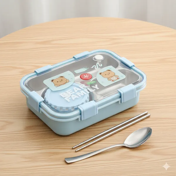 Blue_Bear_Family_Stainless_Steel_2_Compartment_And_1_Bowl_Lunch_Box_For_School_With_Chopsticks_Pair_And_Spoon