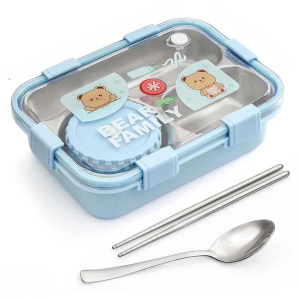 Blue_Bear_Family_Stainless_Steel_2_Compartment_And_1_Bowl_Lunch_Box_For_School_With_Chopsticks_Pair_And_Spoon