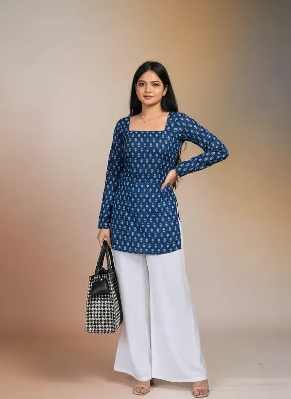 Blue_Cotton_Premium_And_Elegant_Kurti_For_Women