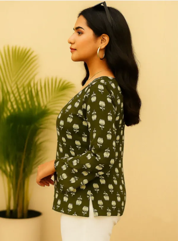 Green_Cotton_Premium_And_Elegant_Kurti_For_Women