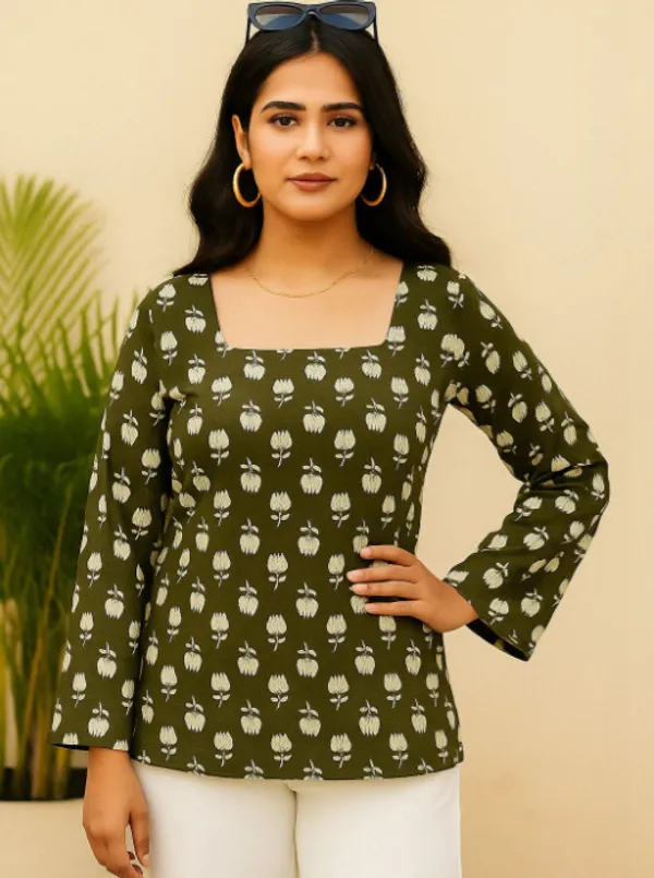 Green_Cotton_Premium_And_Elegant_Kurti_For_Women
