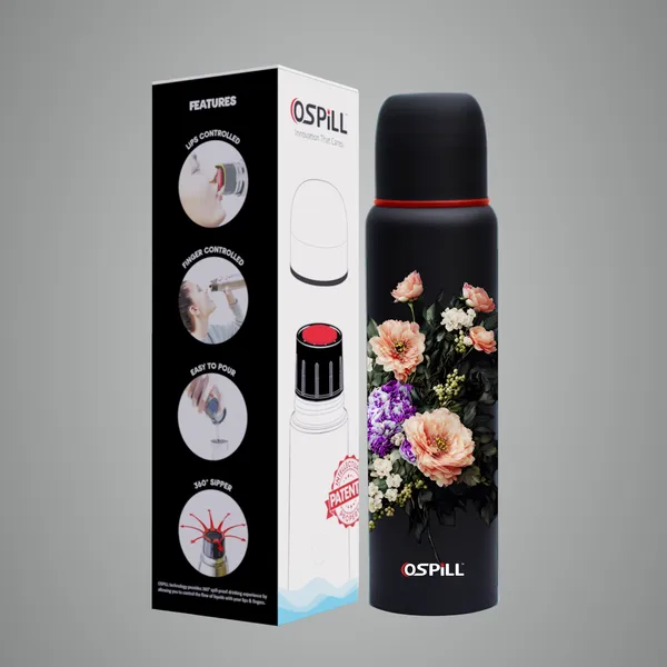 Black_Floral_Print_Stainless_Steel_Zeta_Fridge_Bottle