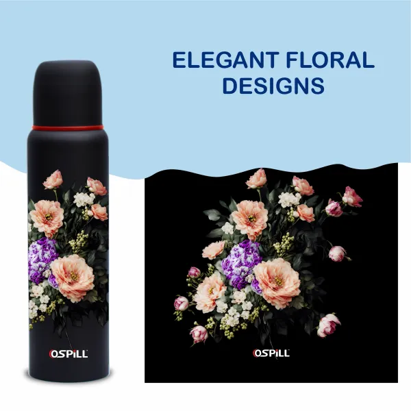 Black_Floral_Print_Stainless_Steel_Zeta_Fridge_Bottle