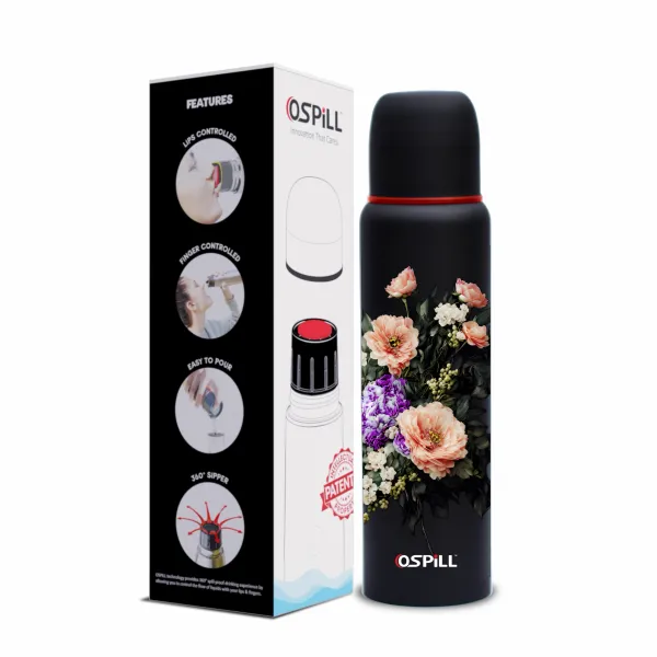 Black_Floral_Print_Stainless_Steel_Zeta_Fridge_Bottle