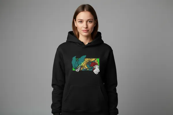 Black_Graphic_Print_Pullover_Hoodie_With_Comic_Design_For_Unisex