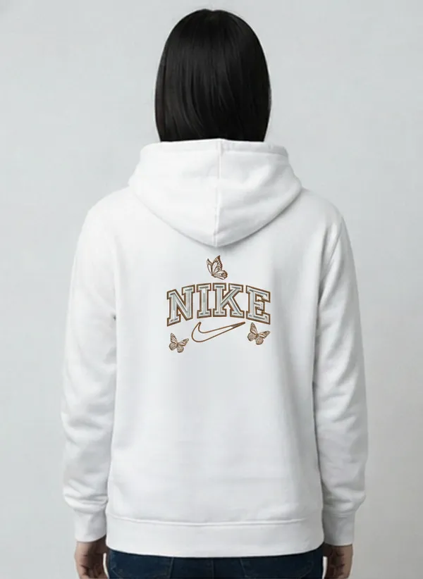 White_Nike_Butterfly_Print_Pullover_Hoodie_For_Unisex