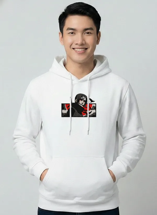 White_Anime_Character_Print_Hoodie_Sweatshirt_For_Unisex