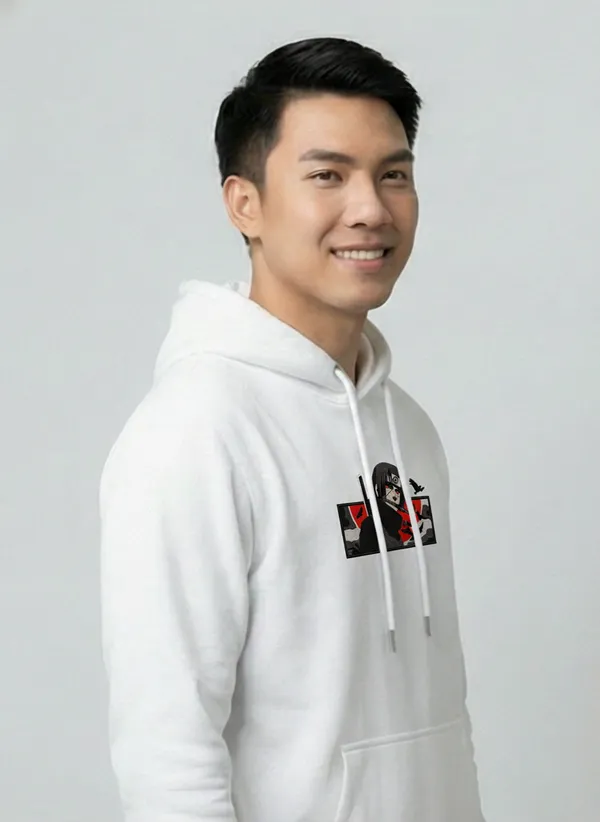 White_Anime_Character_Print_Hoodie_Sweatshirt_For_Unisex
