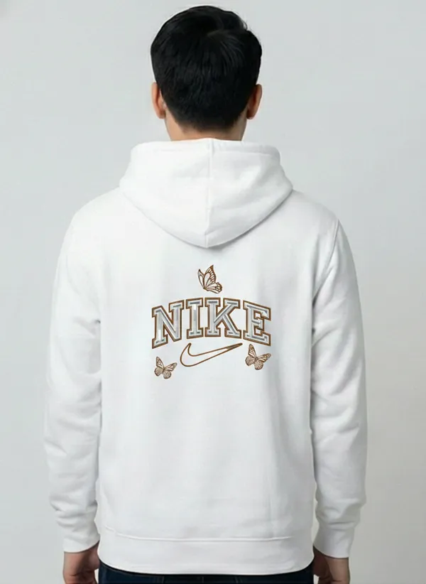 White_Nike_Butterfly_Print_Pullover_Hoodie_For_Unisex