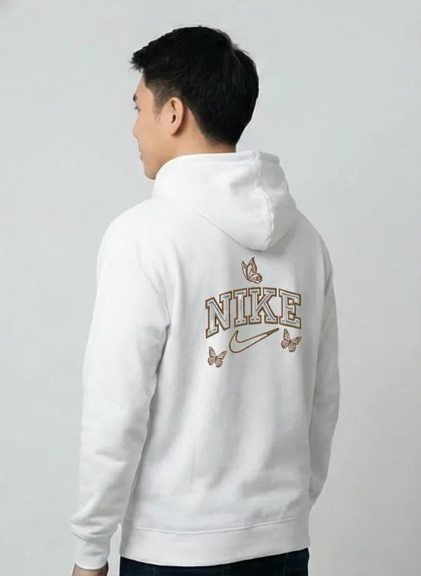 White_Nike_Butterfly_Print_Pullover_Hoodie_For_Unisex