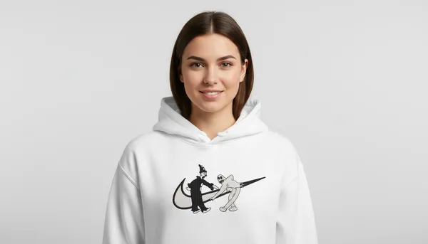 White_Tom_And_Jerry_Swoosh_Logo_Hoodie_For_Unisex