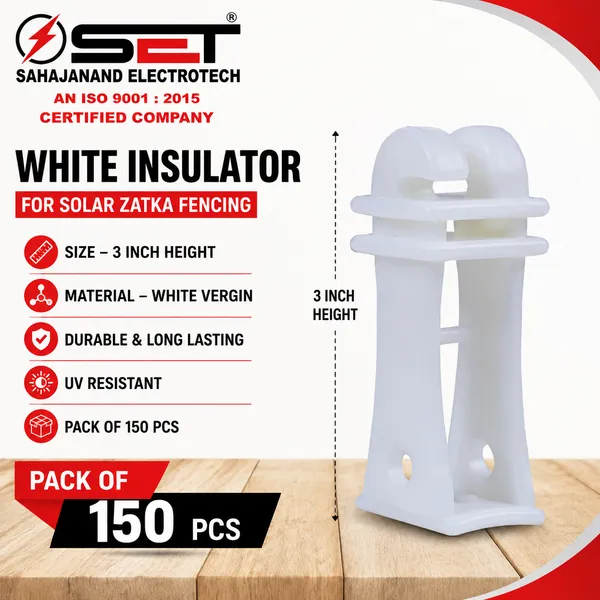 Set__White_Huk_Insulator_for_Solar_Zatka_Fencing_–_3_Inch_Height_|_UV_Resistant_|_Durable_|_Pack_of_150_Pcs