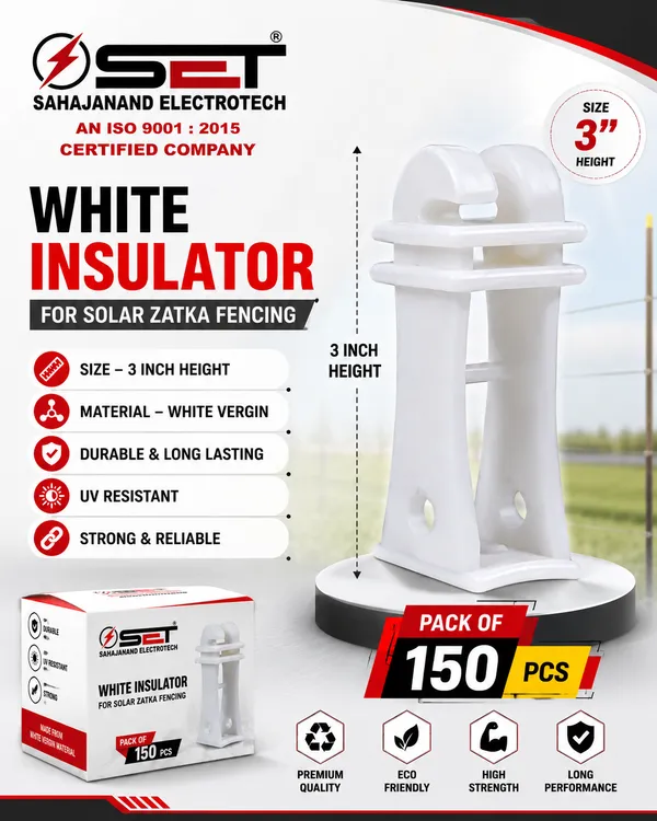 Set__White_Huk_Insulator_for_Solar_Zatka_Fencing_–_3_Inch_Height_|_UV_Resistant_|_Durable_|_Pack_of_150_Pcs