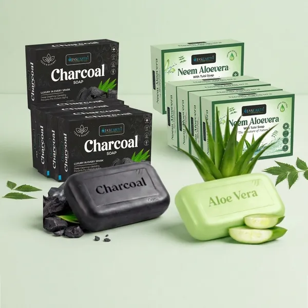 Ojas_Earth_Charcoal_And_Aloe_Vera_Tulsi_Neem_Soap_Pack_Of_10