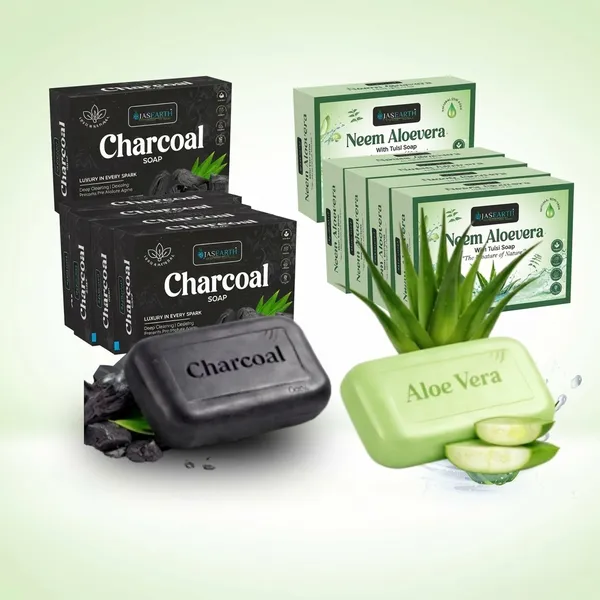 Ojas_Earth_Charcoal_And_Aloe_Vera_Tulsi_Neem_Soap_Pack_Of_10